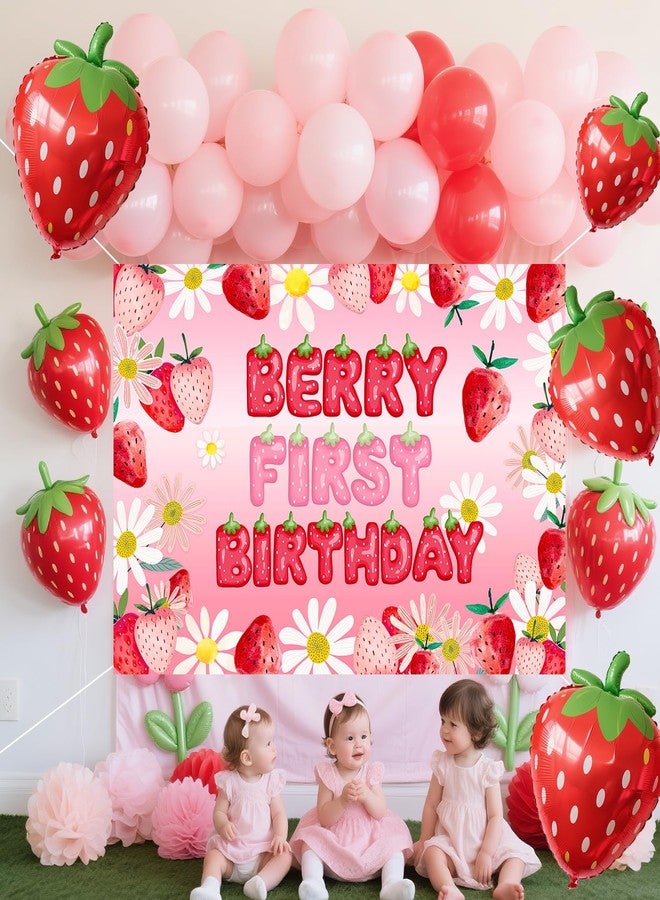 BIGKEOKI Berry First Birthday Decorations Strawberry 1st Bday Backdrop Banner Sweet One Strawberry 1st Party Decor Supplies Strawberry 1st Birthday Decor - Image 5